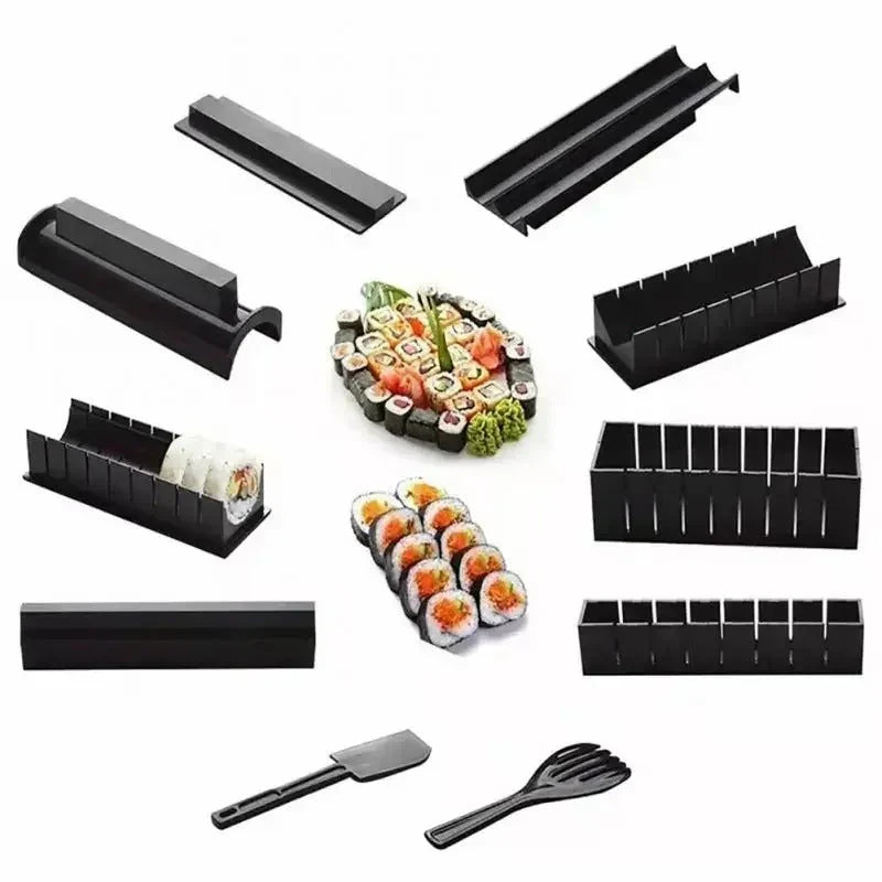 Complete sushi maker kit, ideal for DIY home sushi. Includes molds & tools for easy, healthy cooking & meal prep.
