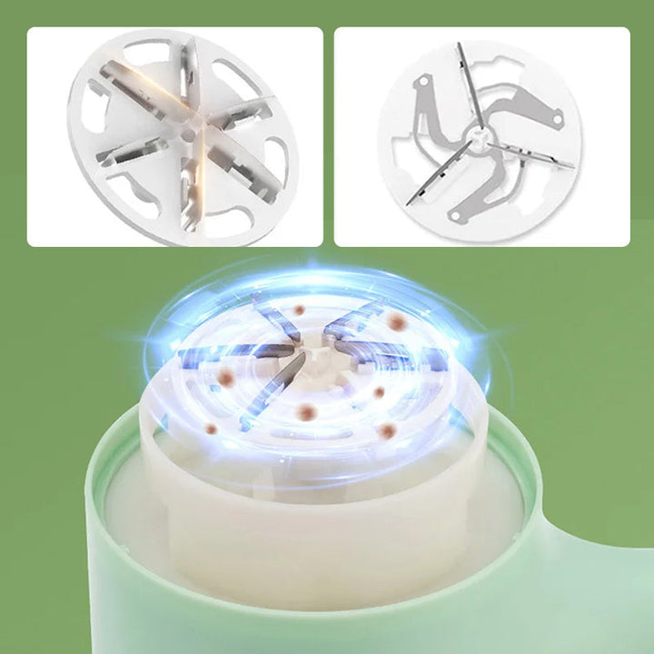 Set of an Electric Clothes Lint Remover Fabric Shaver, spare blades, and cleaning brush for maintenance