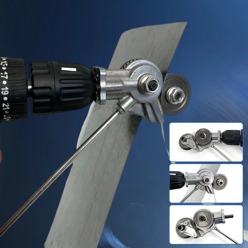 Heavy-duty metal cutting drill attachment, designed for electric drills, excellent for sheet metal.