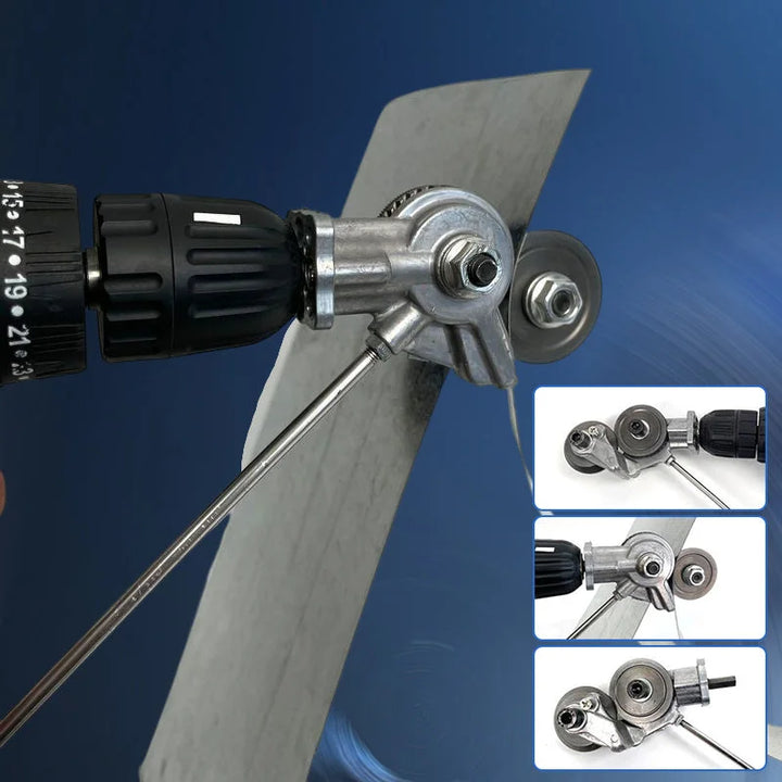 Heavy-duty metal cutting drill attachment, designed for electric drills, excellent for sheet metal.