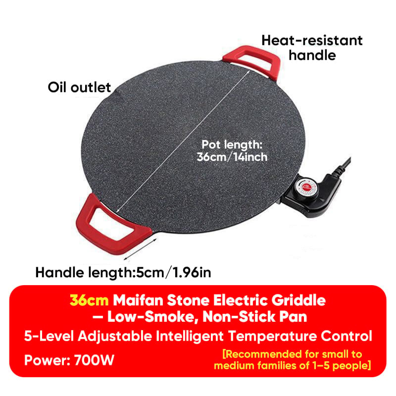 Packaging shot of the electric smokeless grill, emphasizing its kitchen appliance features.
