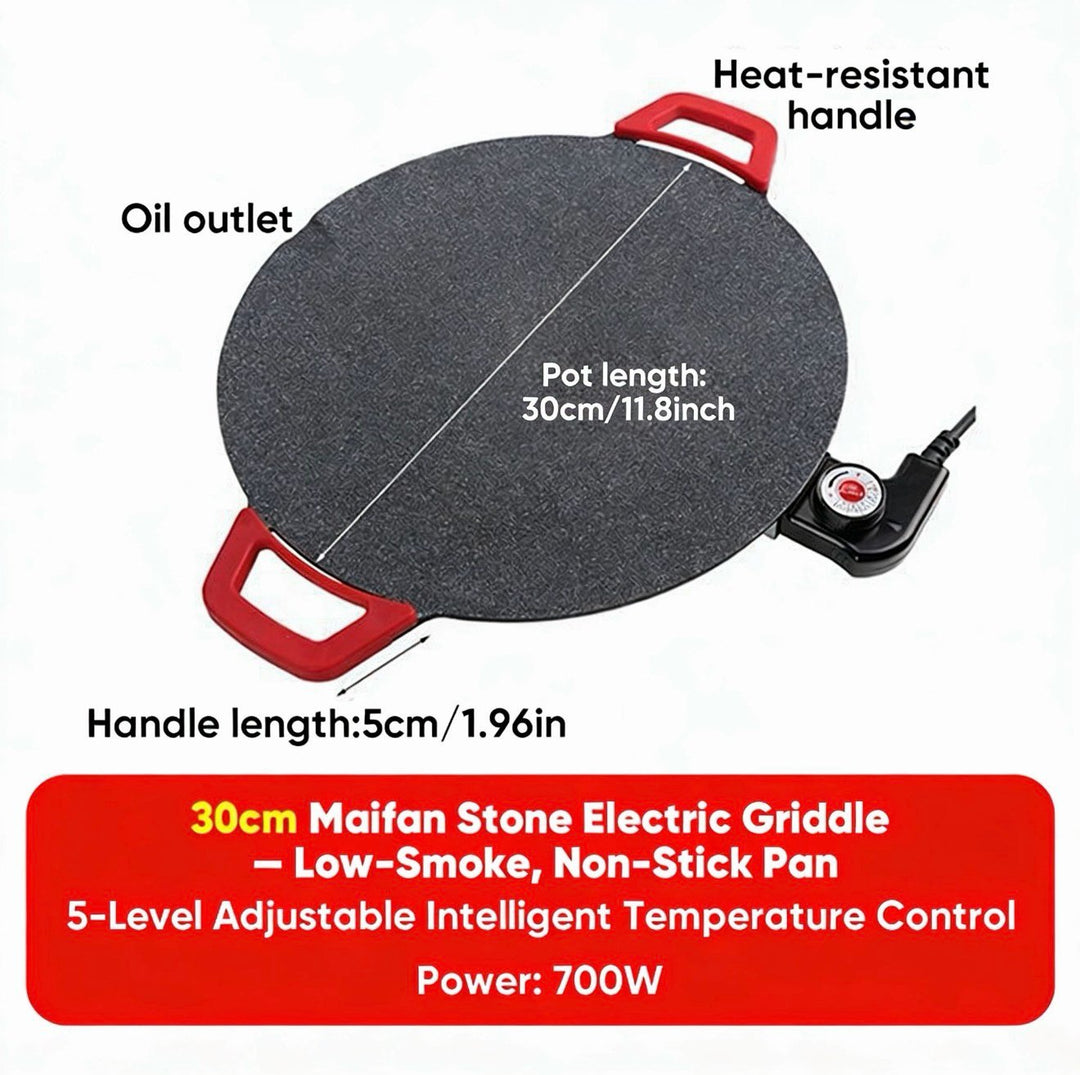 Electric smokeless grill in use, showing minimal smoke output for indoor BBQ.