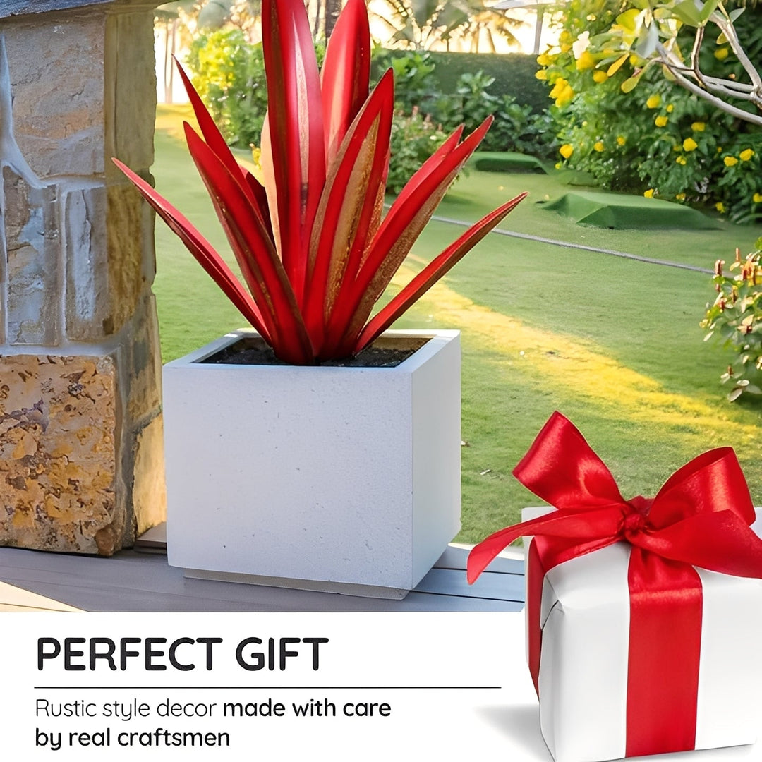 Stylish metal agave plant sculpture, ideal for enhancing patio or outdoor garden decor. Unique gift idea.