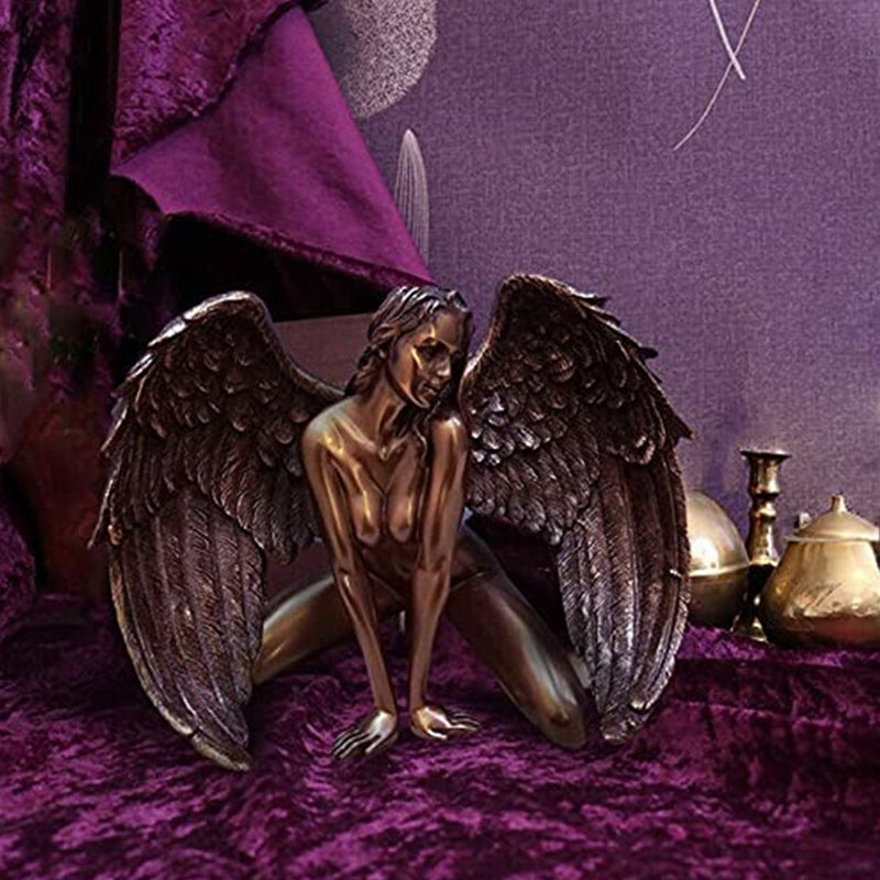 Gift-ready angel wings kneeling decoration, a beautiful and meaningful resin figurine