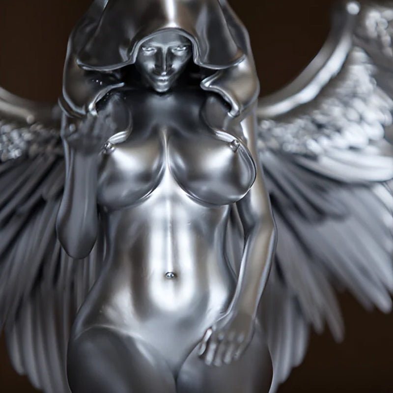 Stylish angel kneeling figure with large wings, a peaceful home decor tabletop ornament