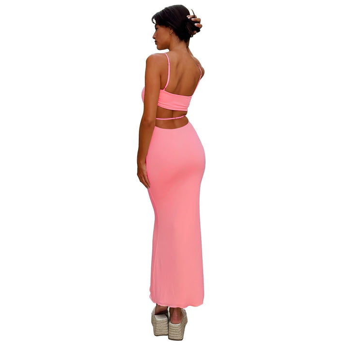 Stunning women's backless bandeau maxi gown, an elegant choice for any party.