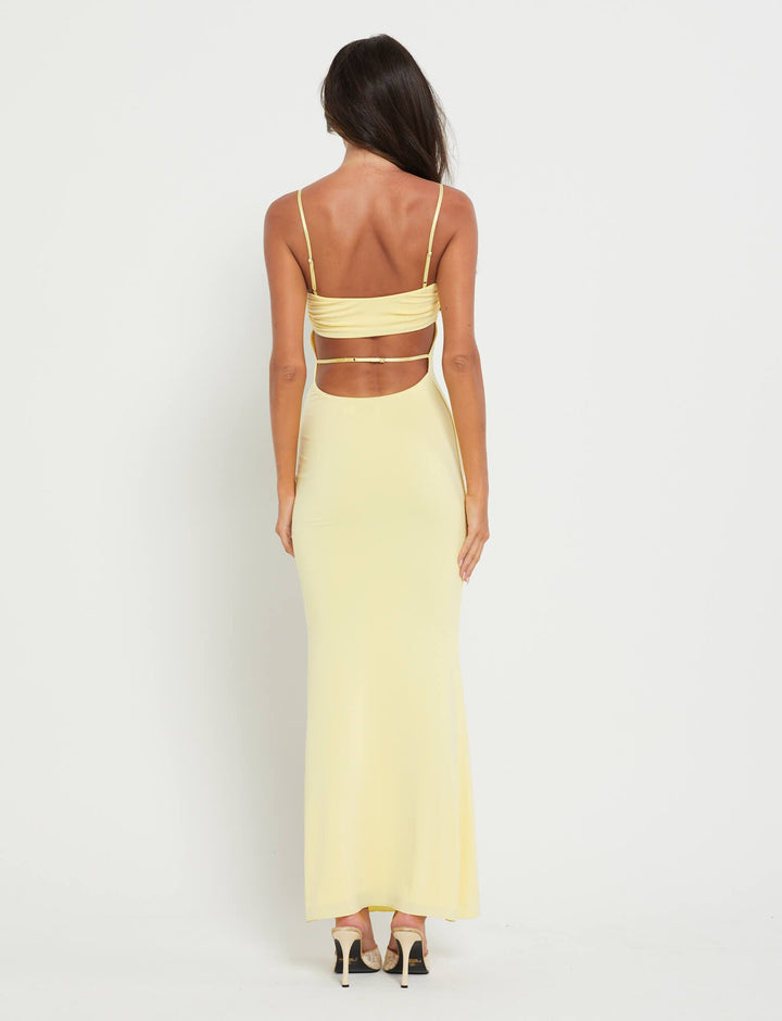 Chic backless bandeau maxi dress for women, a stunning evening fashion statement.