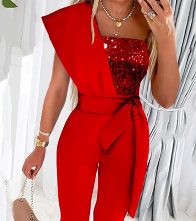 Elegant black women's luxury jumpsuit, perfect for formal wear, evening attire & sophisticated parties.