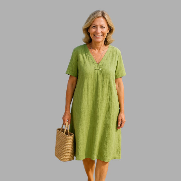 Green elegant midi dress, a women's semi-formal long dress for social events & parties.