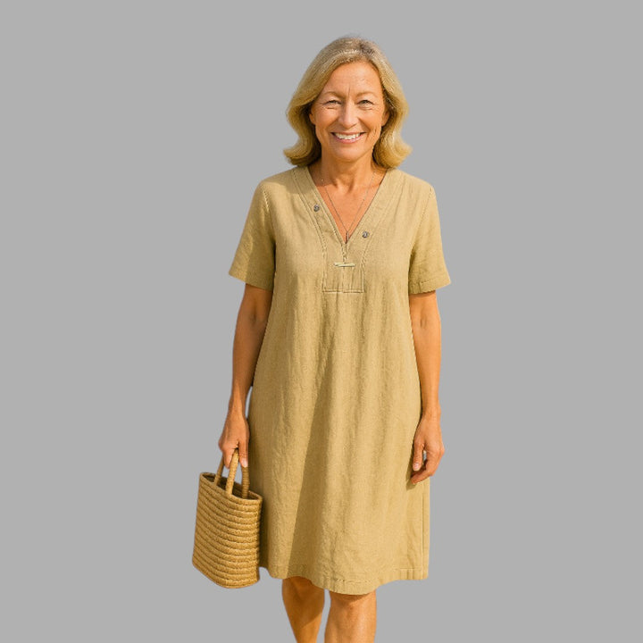 Full-length women's elegant midi dress in blue, perfect for social gatherings & summer wear.