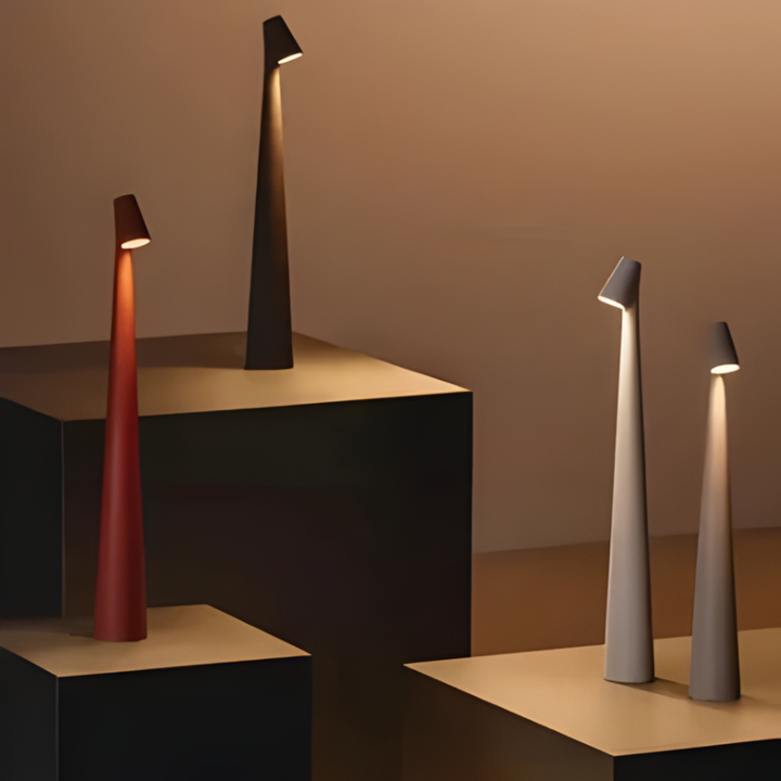 Portable rechargeable LED lamp, cordless & dimmable, perfect for any modern decor.