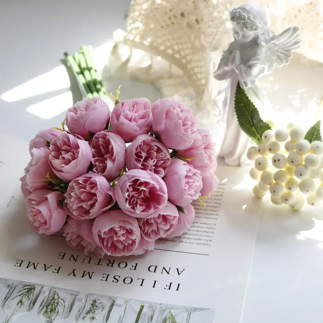 Beautiful artificial peony bouquet for weddings, bridal flowers & centerpieces. Everlasting blooms.