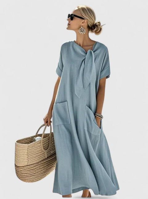 Comfortable women's travel summer dress, a flowing and elegant style for effortless chic.