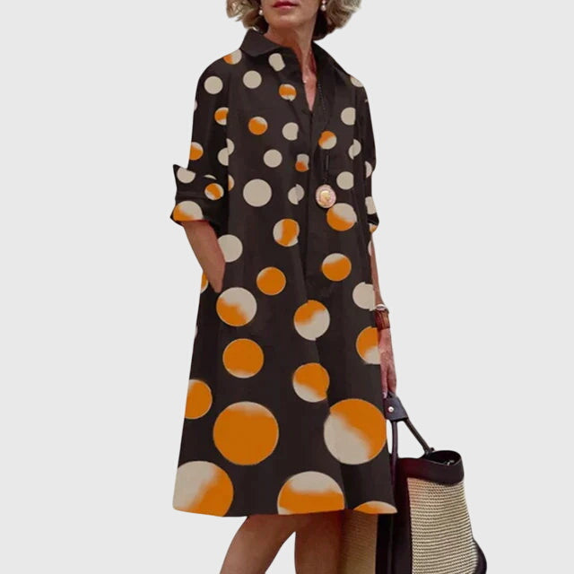 Luxurious fabric texture of this comfortable, elegant flowy women's dress. Stylish summer dress with pockets.