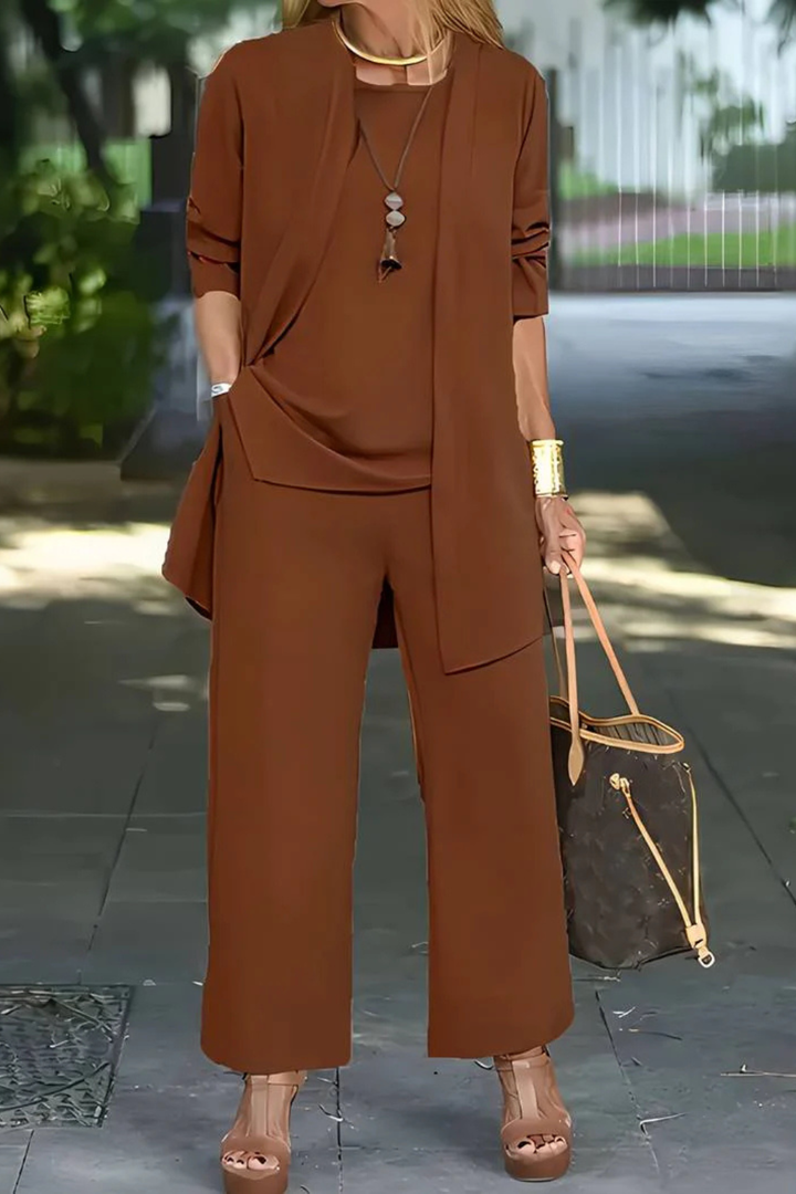 Versatile women's formal 3-piece outfit, suitable for business, wedding guest, or party dressy.