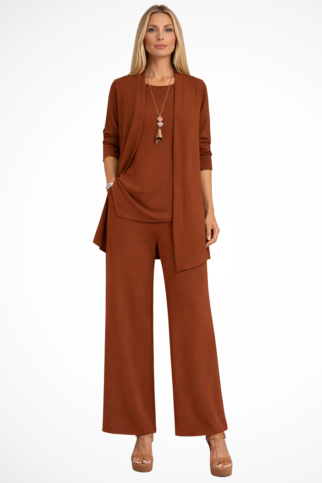 Women's elegant 3-piece suit set with a sleek silhouette, ideal for weddings or formal parties.