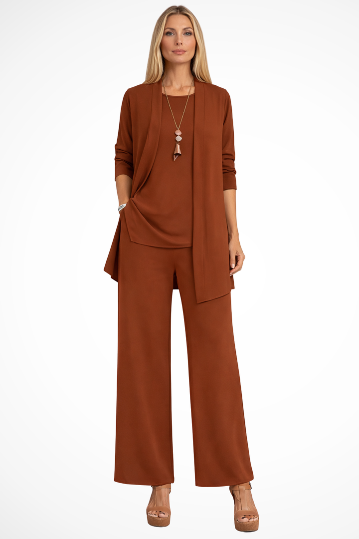Women's elegant 3-piece suit set with a sleek silhouette, ideal for weddings or formal parties.