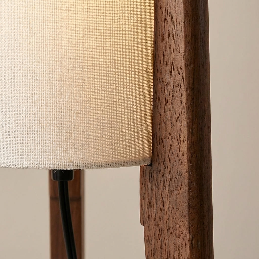 Havenara ambient floor lamp with elegant walnut wood design. Perfect for living room accent or reading light.