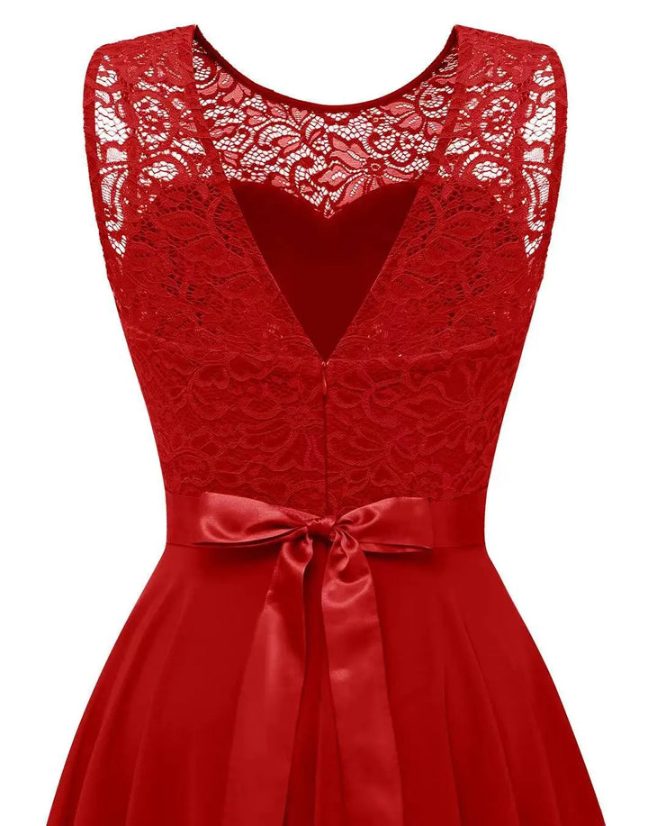 Stunning high-low cocktail dress in a vibrant color, perfect for special events