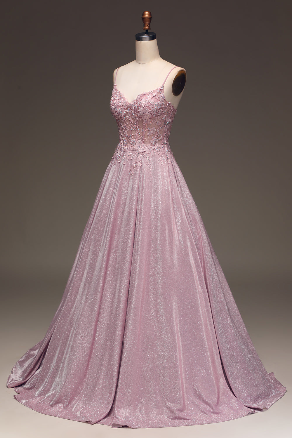 Occasion wear women's maxi dress, light pink with sparkling embellishments, perfect for a wedding.