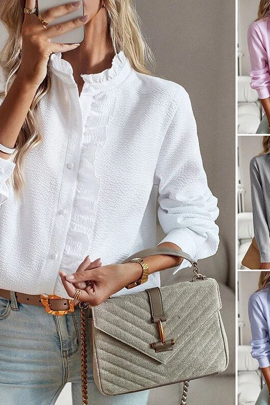 Sophisticated women's long sleeve blouse, an elegant top offering polished everyday style & comfort.