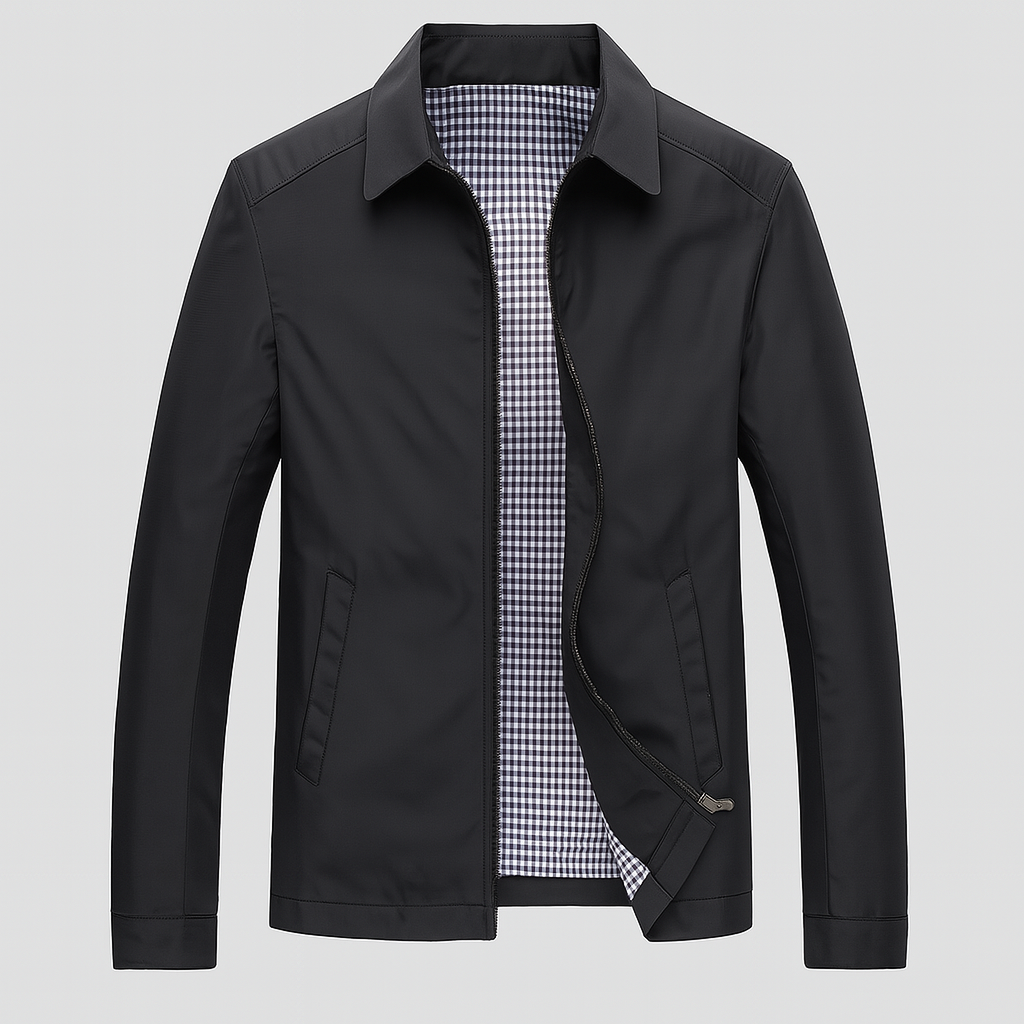 Elegant men's black ankle-length winter coat for sophisticated formal or business casual style. Classic long outerwear.