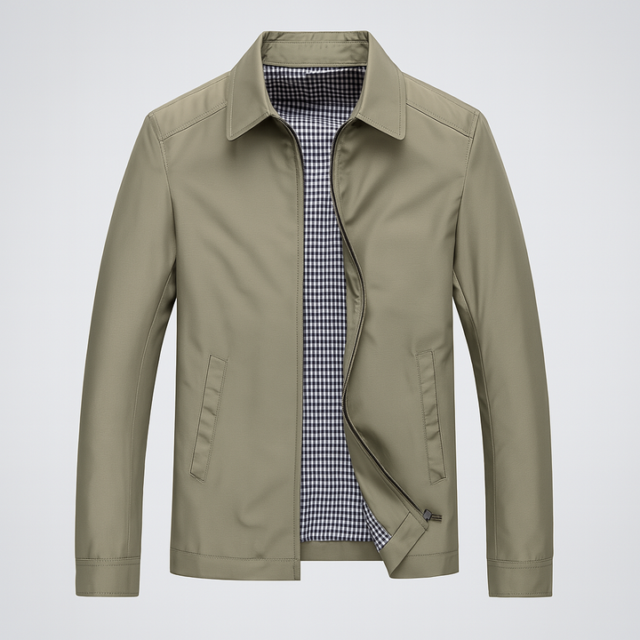 Refined men's beige ankle-length winter coat, perfect for elegant formal jackets or business casual outerwear.