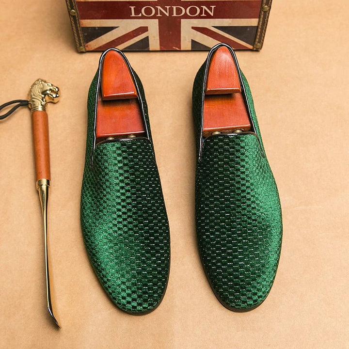 Stylish men's slip-on loafers, ideal for business wear, formal events, or smart casual fashion. Elegant Italian design.