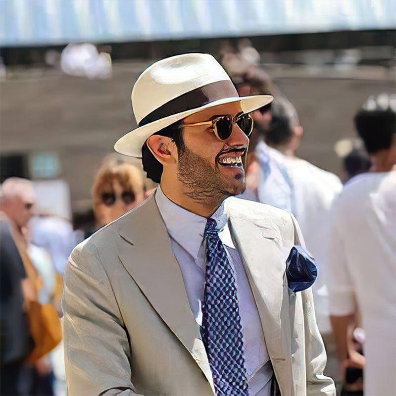 Classic men's Panama hat. Elegant sun protection for summer, beach, & travel style.