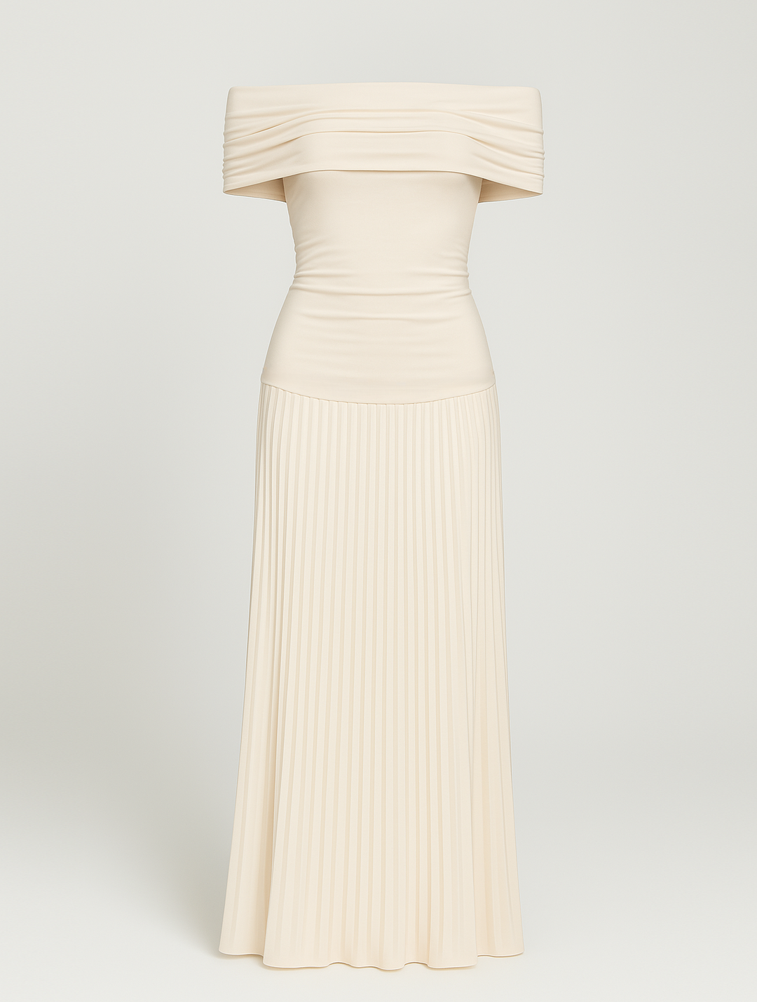 Stylish women's pleated maxi dress, a chic and elegant choice for wedding guests.