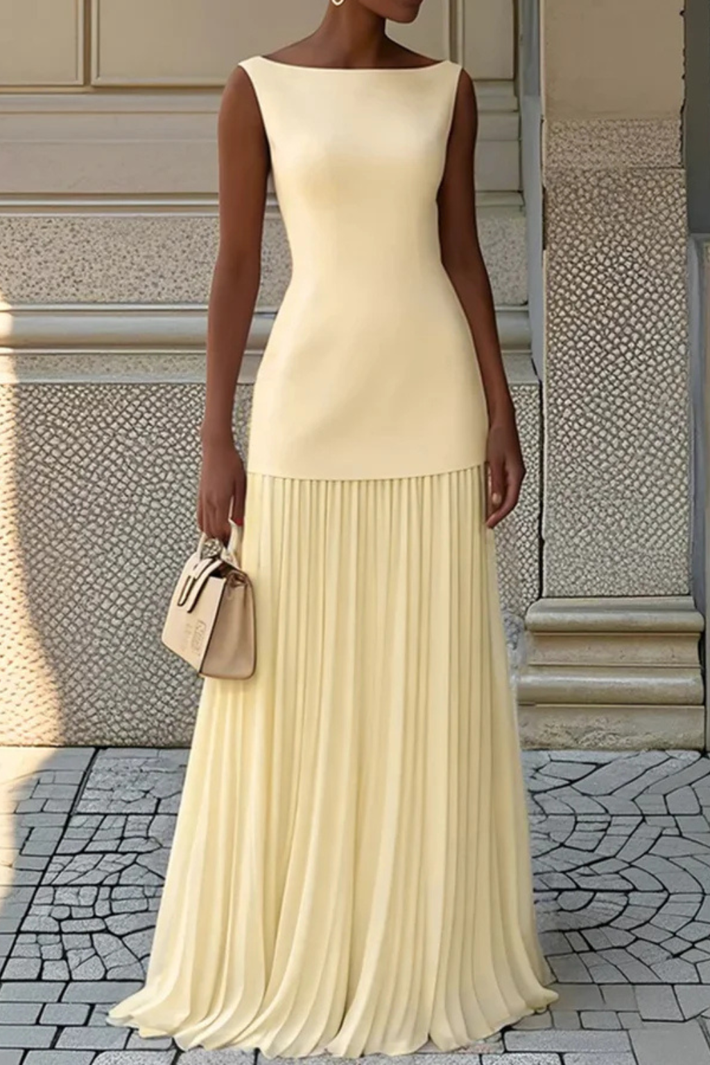 Chic women's long pleated dress, perfect for any formal event or special occasion.