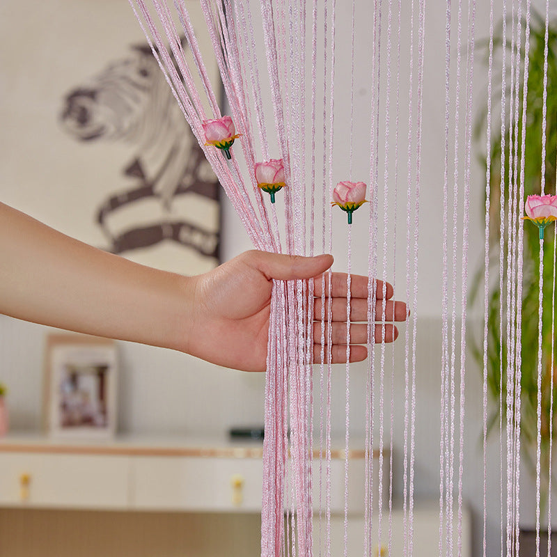 Hand-woven look Rose Thread Tassel Door Curtain, adds texture and beauty