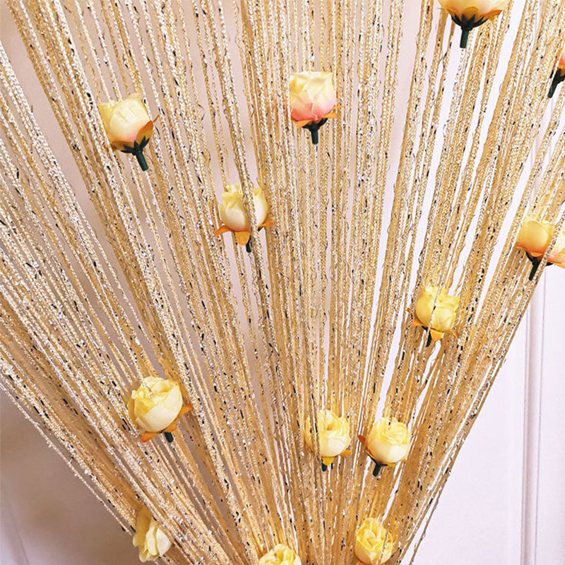 Elegant Rose Thread Tassel Door Curtain, an ideal decorative panel for open living spaces