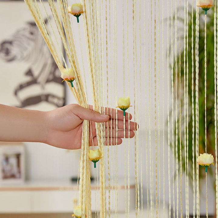 Polyester Elegant Rose Thread Tassel Door Curtain, durable and chic home accessory