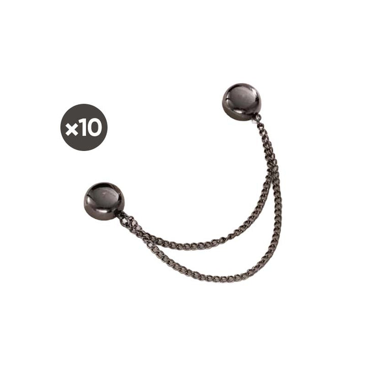 Three magnetic clothing clips in different sizes, offering options for various garment adjustments.