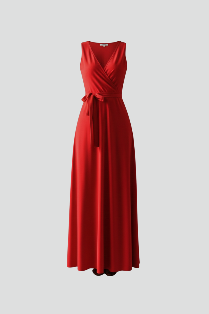 Elegant V-neck sleeveless long maxi dress for women, flowy design perfect for effortless summer & spring style.