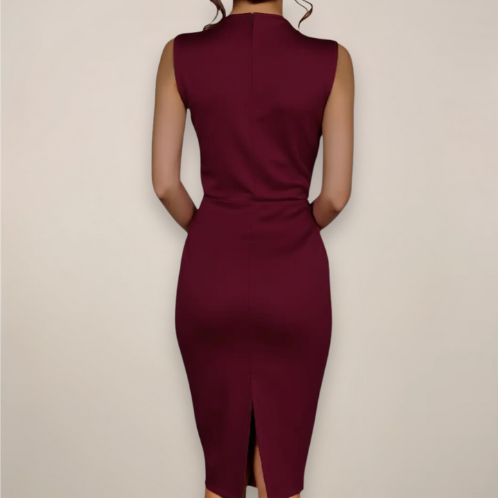 Classic black sleeveless midi dress for women, versatile for casual wear or as an elegant work dress.