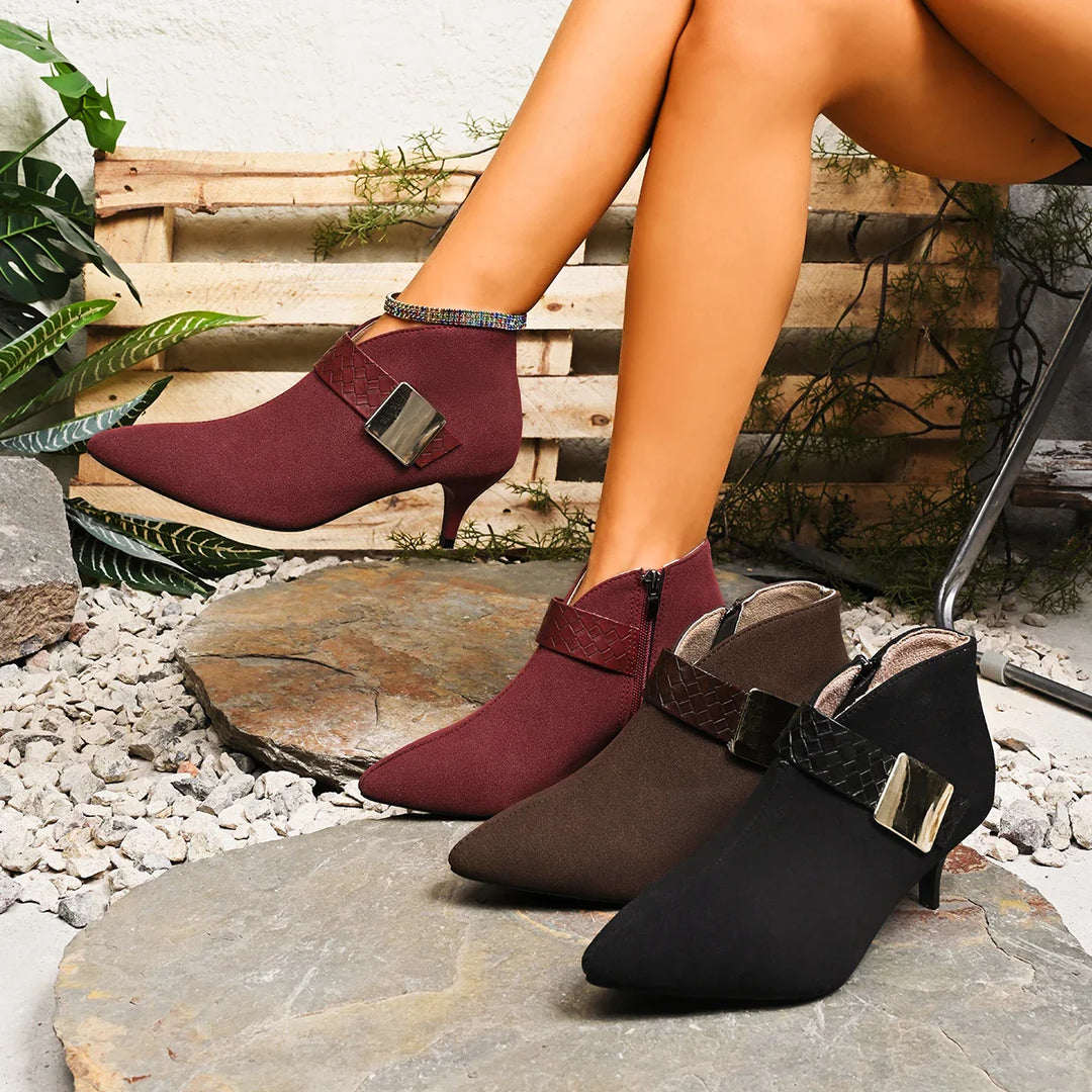 Brown pointed toe stiletto heels, handcrafted for comfort and sophisticated style in dress shoes.