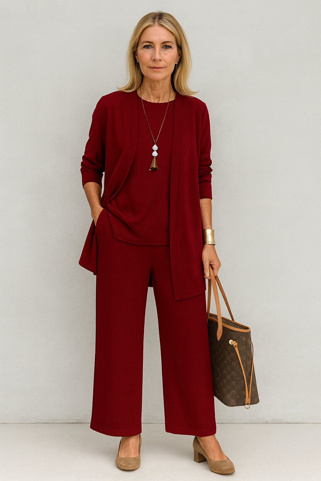 Women's elegant 3-piece business casual set. Stylish, comfortable fashion for versatile professional wear.