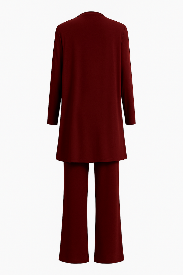 Comfortable women's 3-piece versatile outfit. Chic pants suit for elegant fashion & business casual occasions.