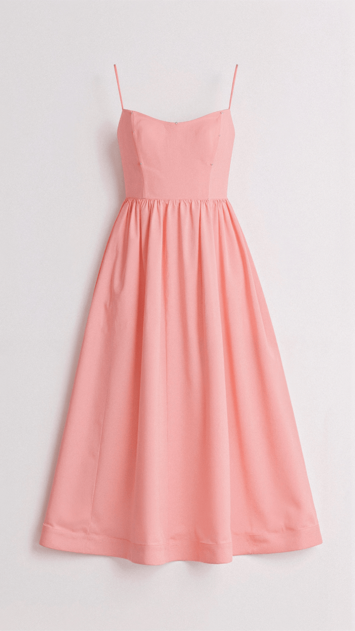 Stylish women's midi dress with a flattering A-line cut and delicate spaghetti straps. Elegant for any occasion.