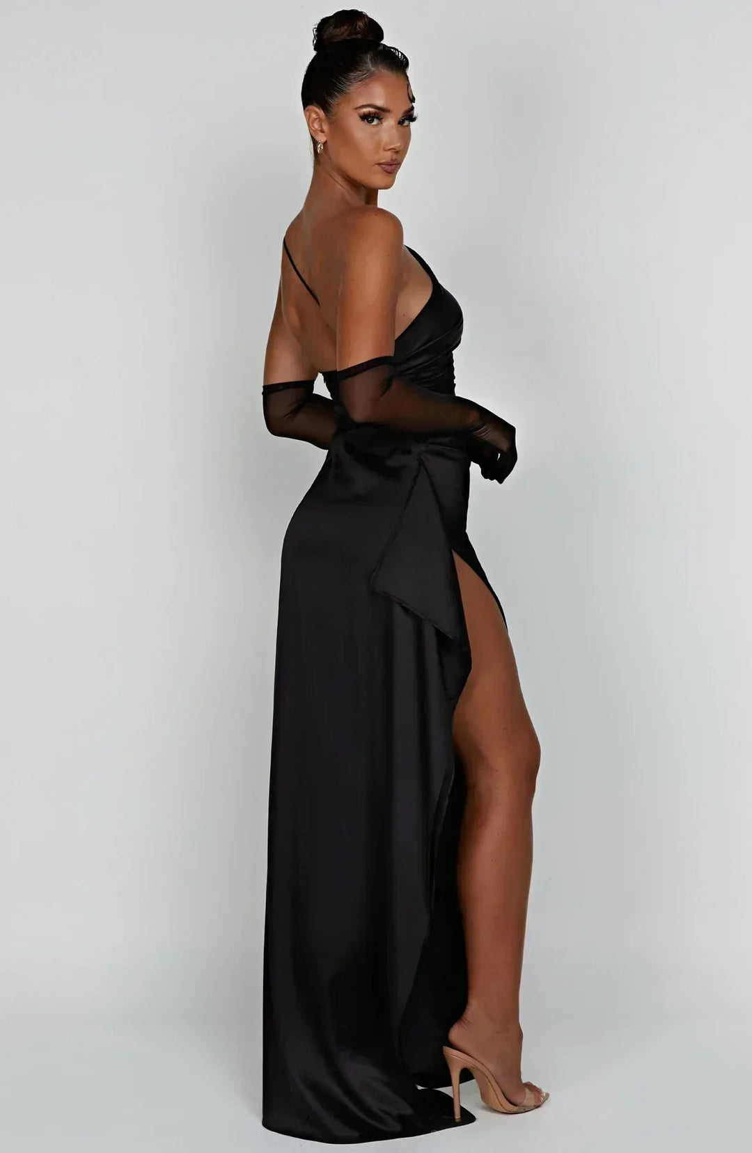 Beautiful women's yellow one-shoulder maxi dress for a bright, formal summer look