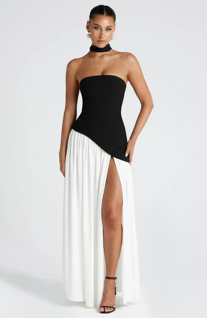 Stunning emerald green asymmetric maxi dress for women, an elegant choice for wedding guests.