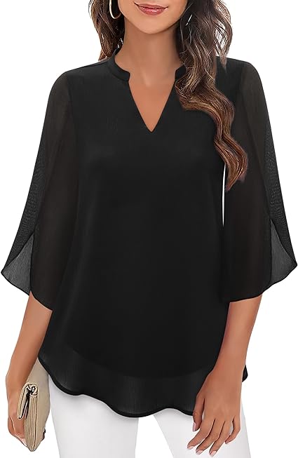 Elegant women's bell sleeve blouse, perfect for a sophisticated look in office or evening wear.