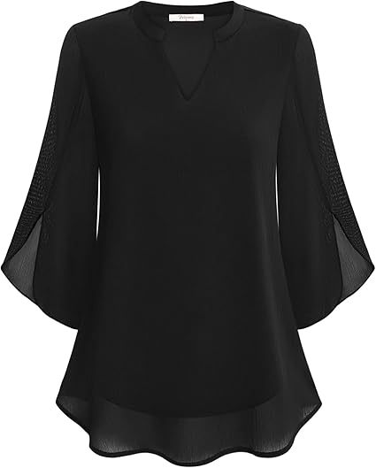 Stylish women's V-neck blouse, ideal for office attire & professional settings. Effortless style.