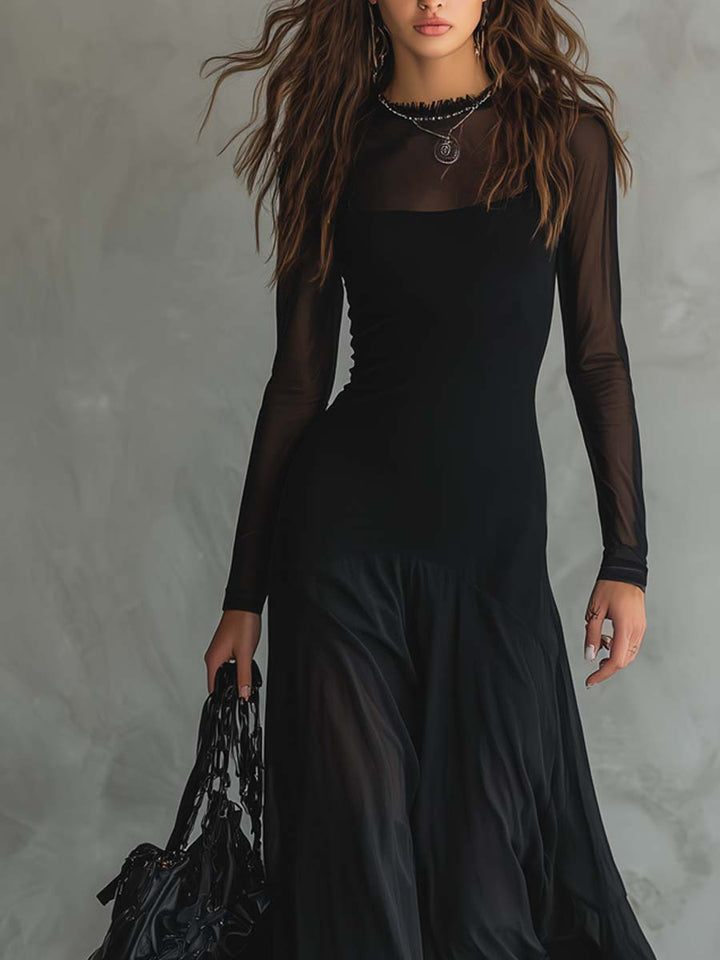 Sophisticated women's black formal maxi dress. Ideal elegant long gown for special occasion and black tie events.