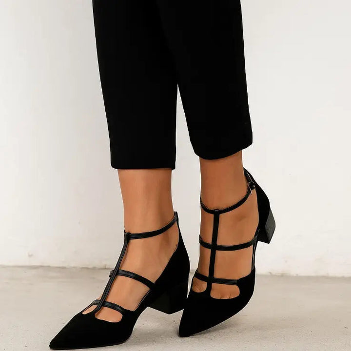 Comfortable & versatile women's pointed toe ballet flats with elegant straps, ideal for daily wear or work.
