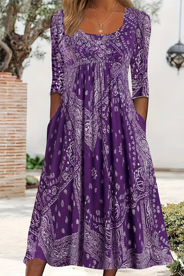 Women's classic midi dress, A-line cut, ideal for cocktail, formal, or casual occasions. Knee-length, flattering.