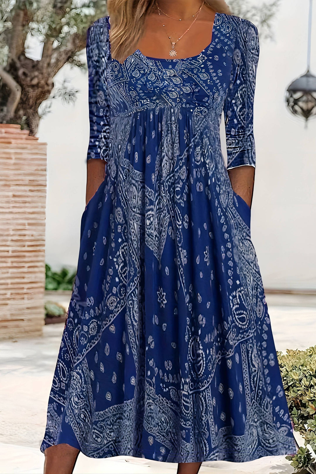 Comfortable women's elegant midi dress in a classic A-line style, offering a flattering fit for modern women's fashion.