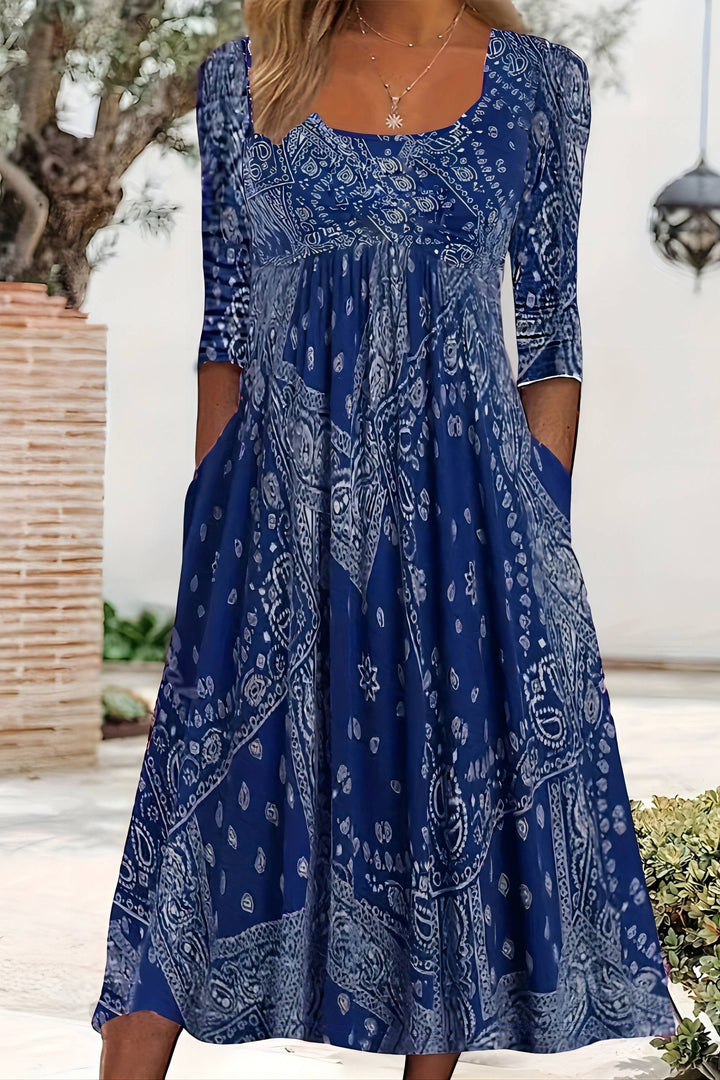 Comfortable women's elegant midi dress in a classic A-line style, offering a flattering fit for modern women's fashion.